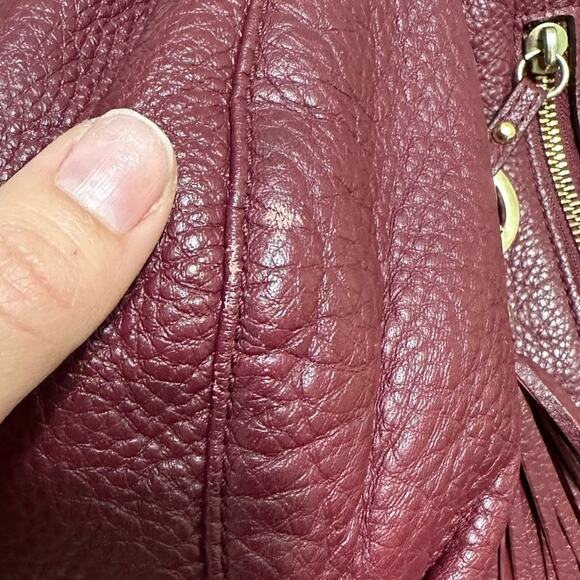 Michael Kors Burgundy Oxblood Leather Hobo Shoulder Bag - Soft & Stylish - Picture 8 of 13